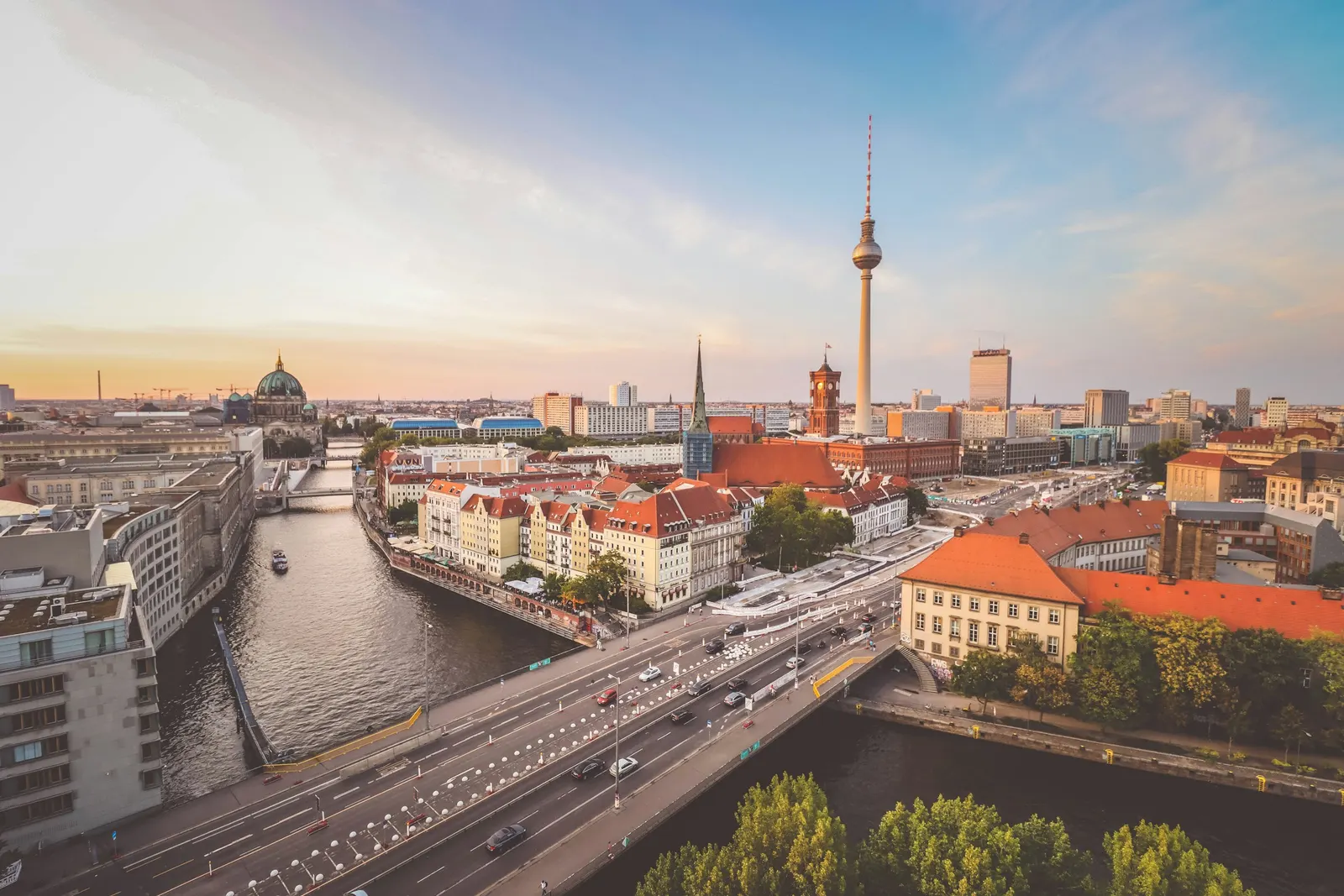 Berlin rooftops with the TV tower beyond