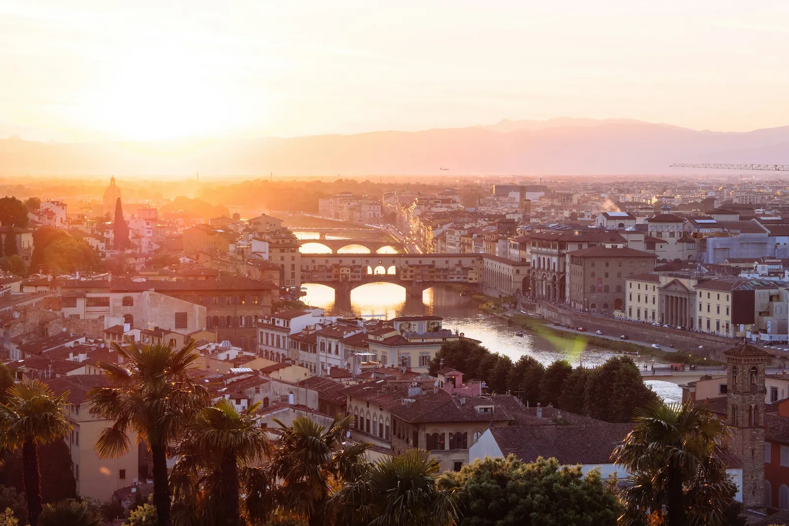 Florence and the Arno at sunset