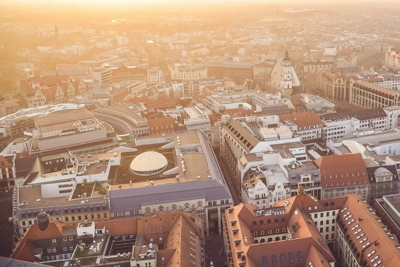 Leipzig old town from above