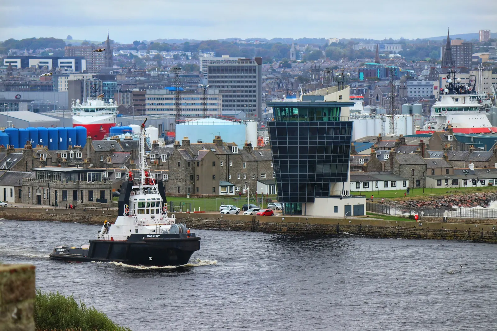 Aberdeen harbour and the city behind it