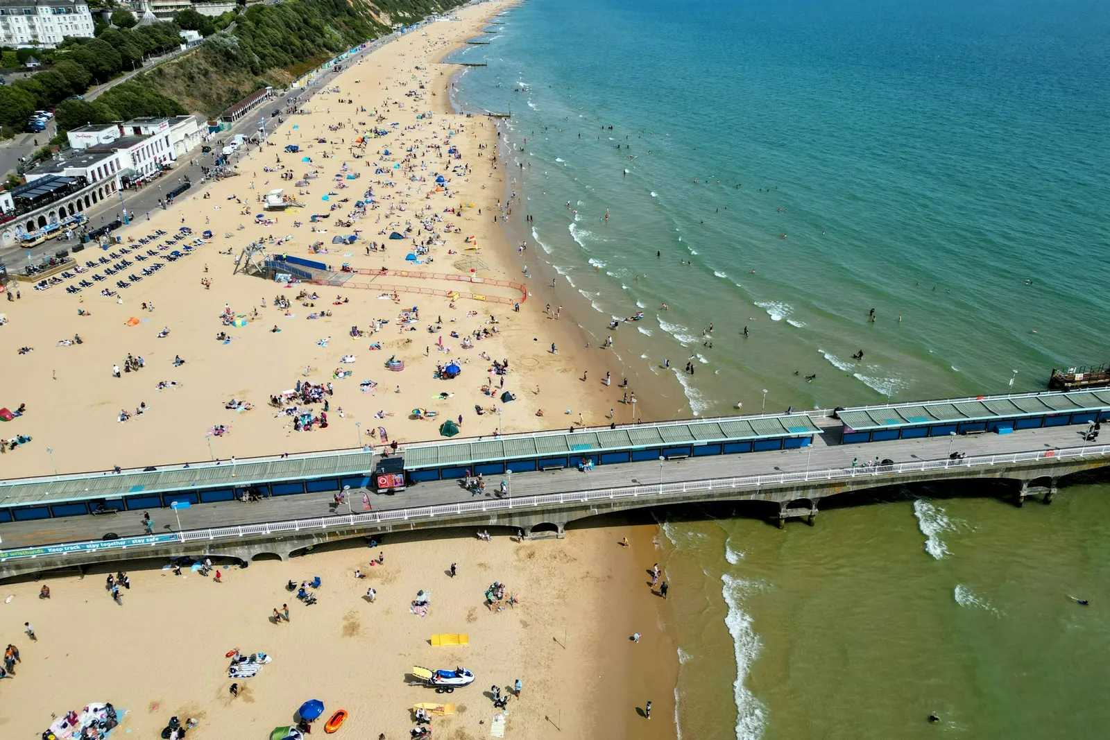 The beach and pier at Bournemouth