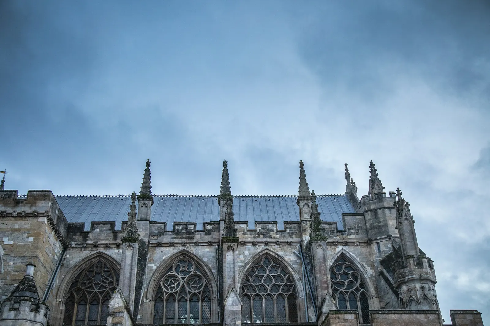 Exeter Cathedral against an open sky