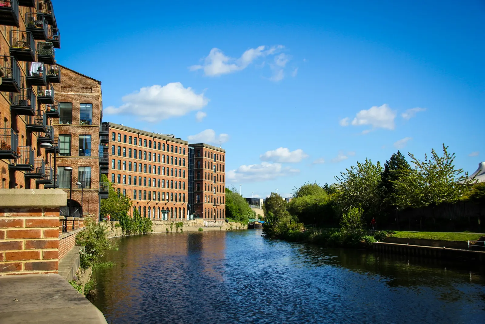 Canalside mill buildings on the waterfront, Leeds