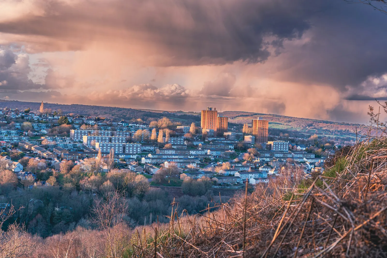 Sheffield seen from the hills above the city