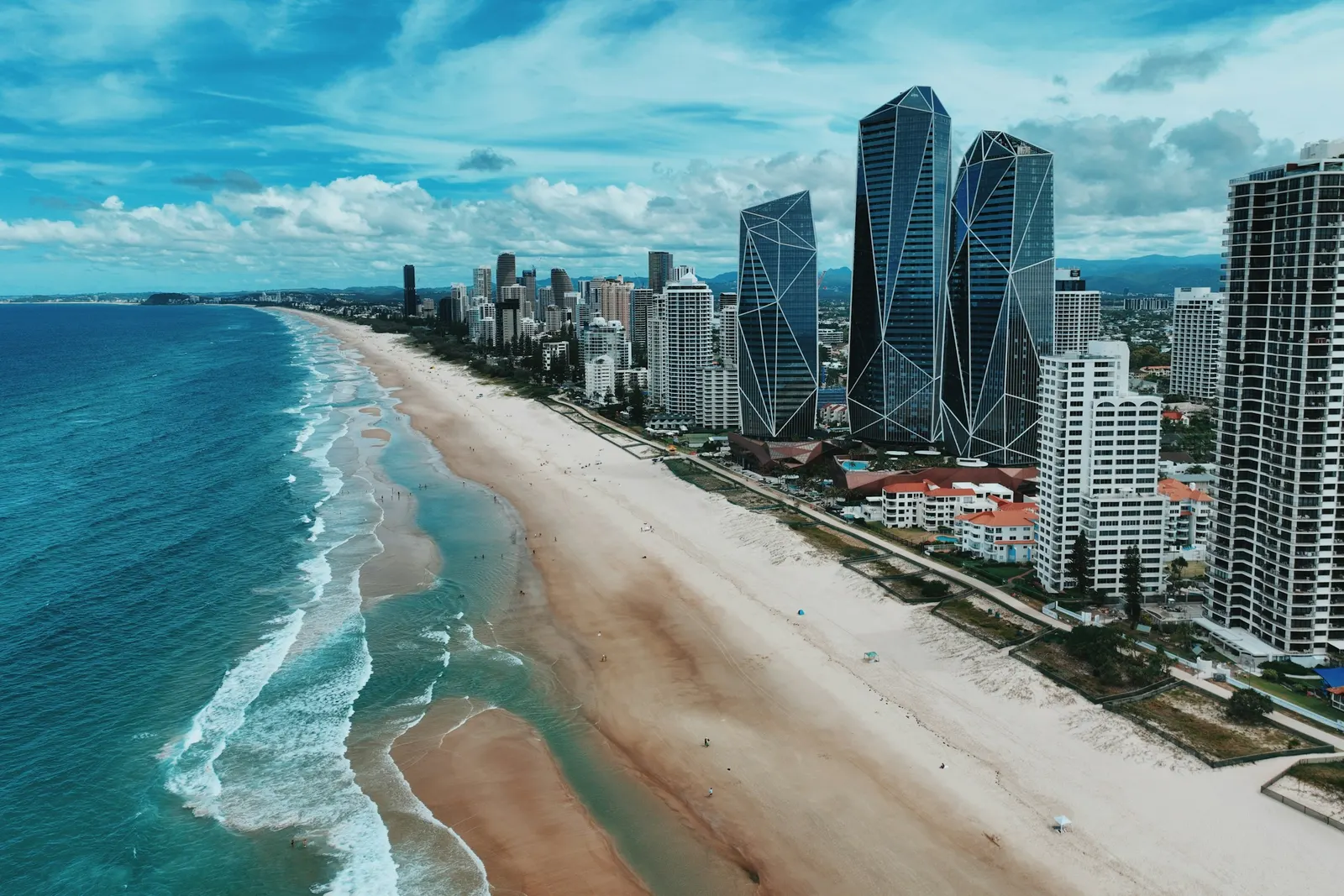 Beach and city towers on the Australian coast